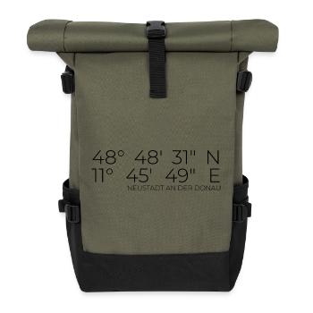 Koordinaten Neustadt an der Donau - Rolltop Rucksack - Olive/Schwarz - Vorne