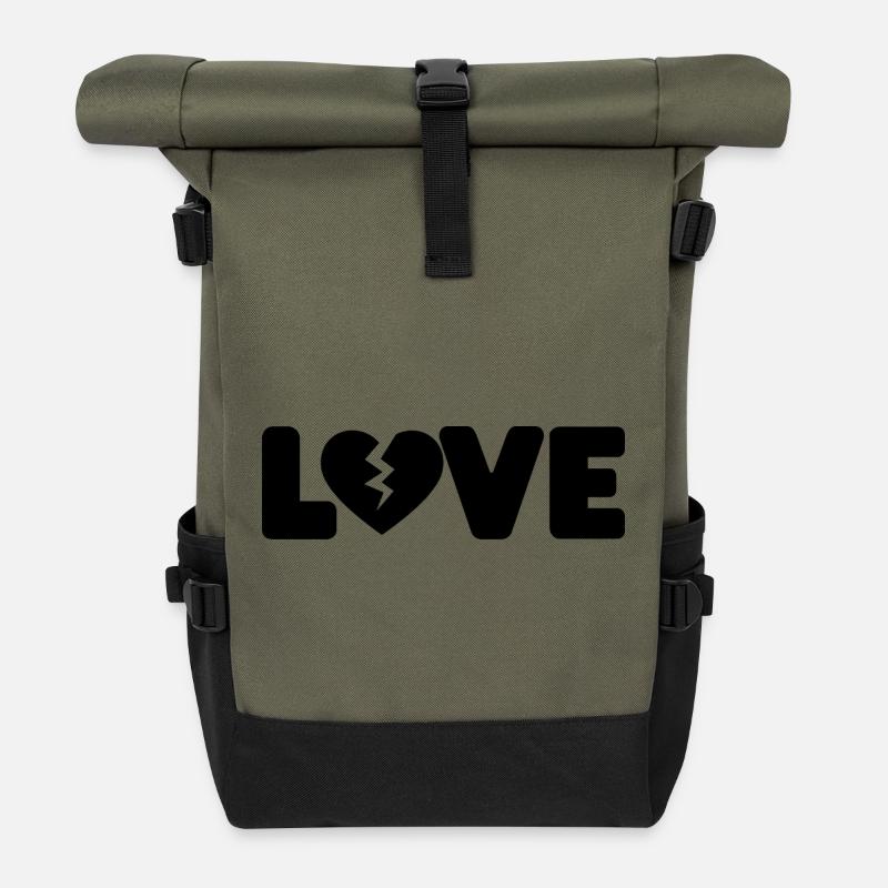 Love saying - Roll Top Backpack - olive/black