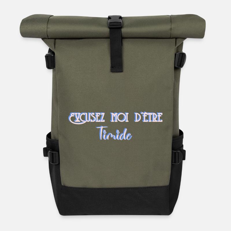 For the shy - Roll Top Backpack - olive/black