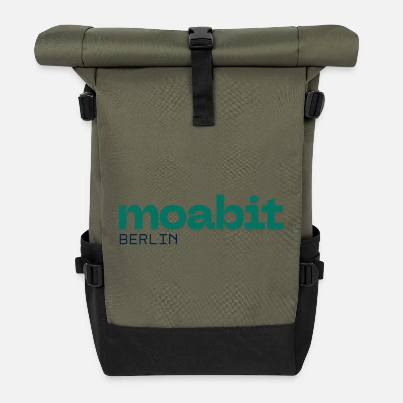 Moabit Berlin Schönes simples Design - Rolltop Rucksack - Olive/Schwarz