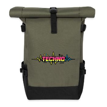 Techno Neon Pulse - Rolltop Rucksack - Olive/Schwarz - Vorne