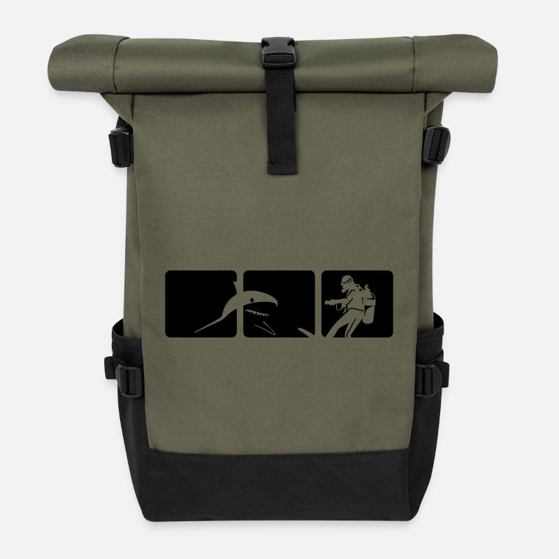 Plongée avec les requins - Sac à dos roll top - olive/noir