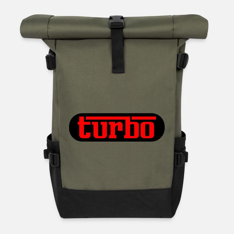 Turbo - Rot & Schwarz Turbolader - Rolltop Rucksack - Olive/Schwarz