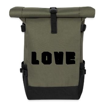 HERZ. HERZ. VALENTINSTAG. LIEBE. LIEBE. PAAR. - Rolltop Rucksack - Olive/Schwarz - Vorne