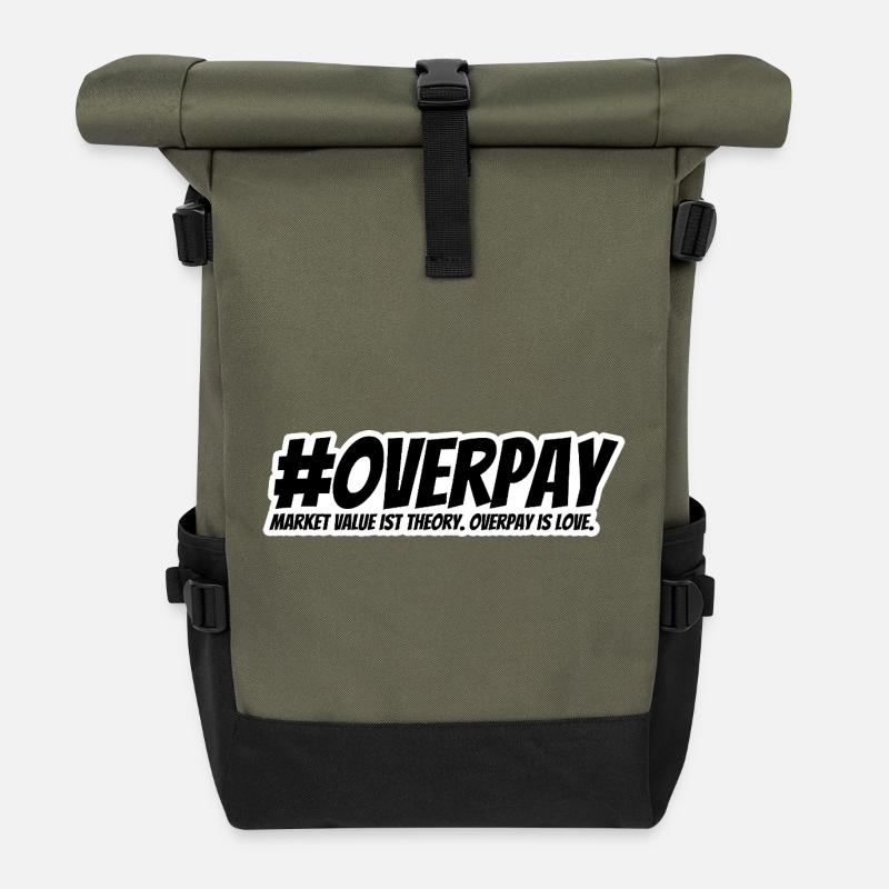 Overpay is love - Rolltop Rucksack - Olive/Schwarz