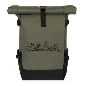 Art de traits des Dining Dogs - Sac à dos roll top - olive/noir - Devant