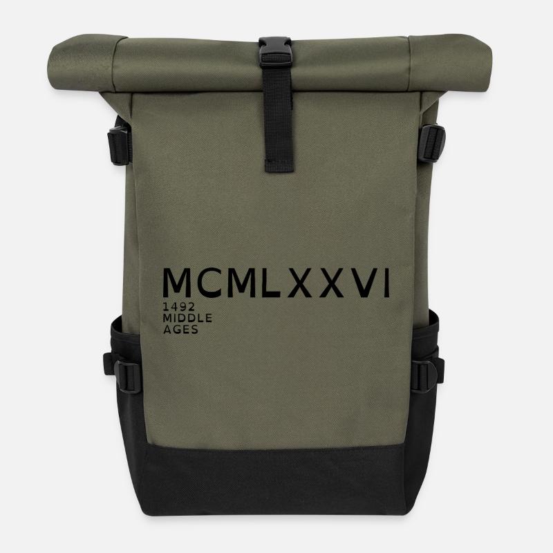 1976_LINE_black - Rolltop Rucksack - Olive/Schwarz