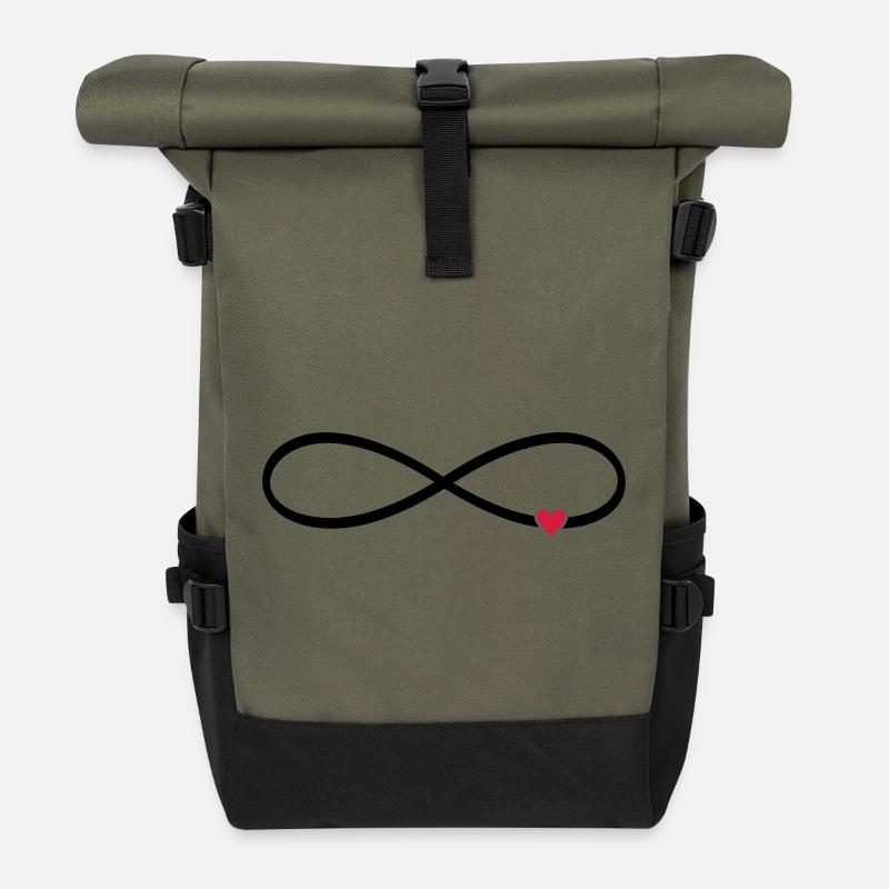 Unendlichkeitszeichen Herz Liebe Geschenk - Rolltop Rucksack - Olive/Schwarz