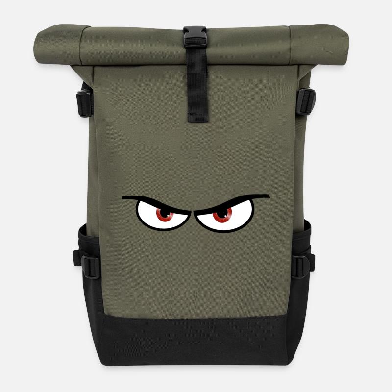 Böse Augen - Geschenk Idee - Rolltop Rucksack - Olive/Schwarz