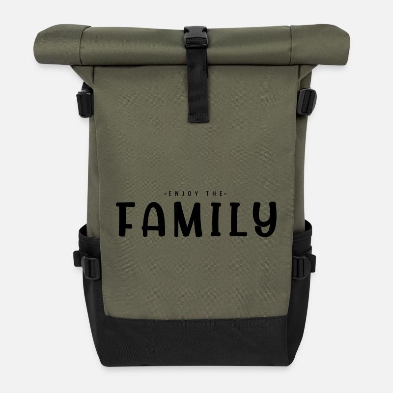 Enjoy The Family - Roll Top Backpack - olive/black