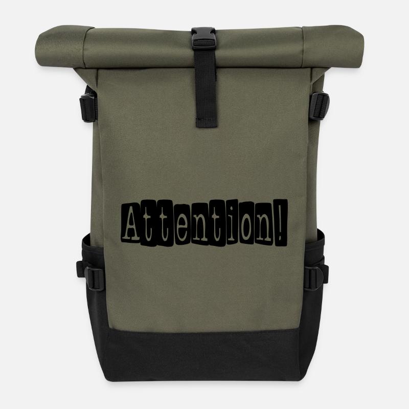 attention - Sac à dos roll top - olive/noir