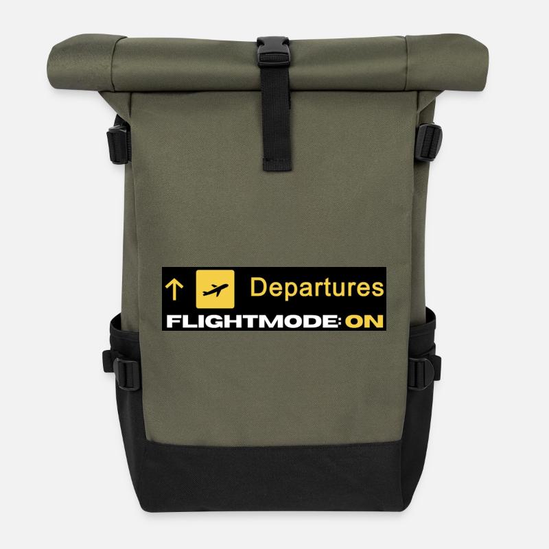 Abflüge Flugmodus On Symbol - Rolltop Rucksack - Olive/Schwarz