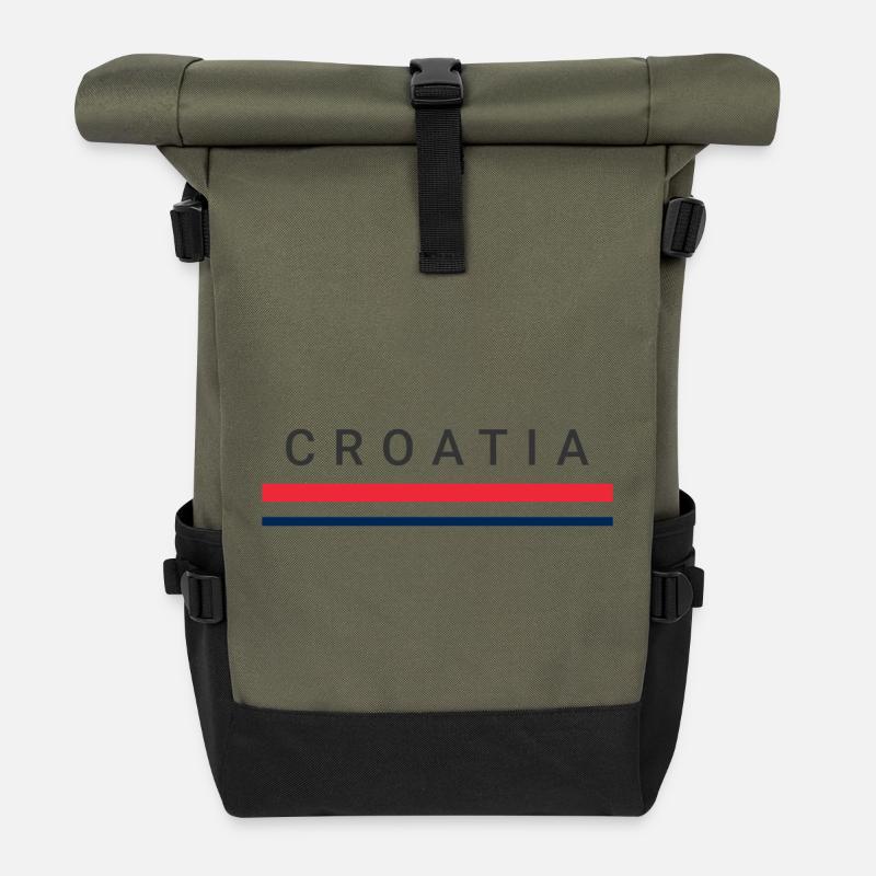 Croatia Lines - Roll Top Backpack - olive/black