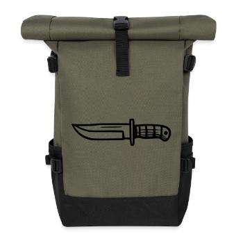 Survival Knife - Roll Top Backpack - olive/black - Front
