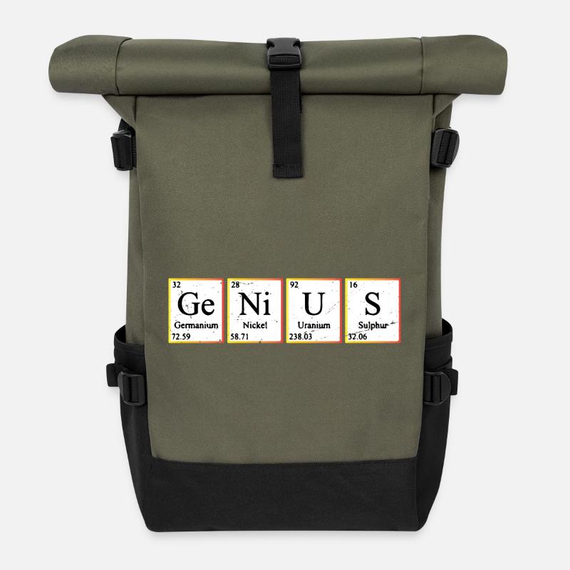 Genius Periodic Table Elements Chemistry - Rolltop Rucksack - Olive/Schwarz