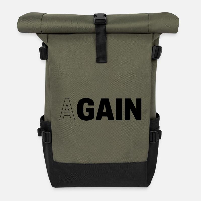 Hidden Gain — AGAIN Typographie Motivationnelle - Sac à dos roll top - olive/noir