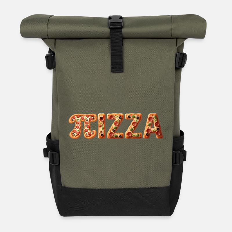PIZZA Colorful Crust Letters - Roll Top Backpack - olive/black