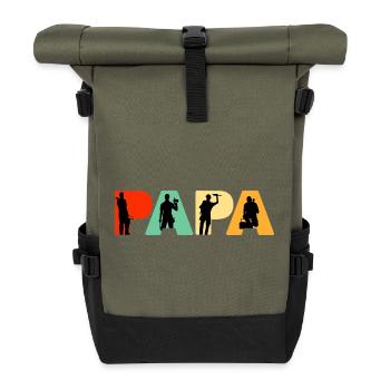 Papa Plumber Retro Tradesman Silhouette Design - Sac à dos roll top - olive/noir - Devant