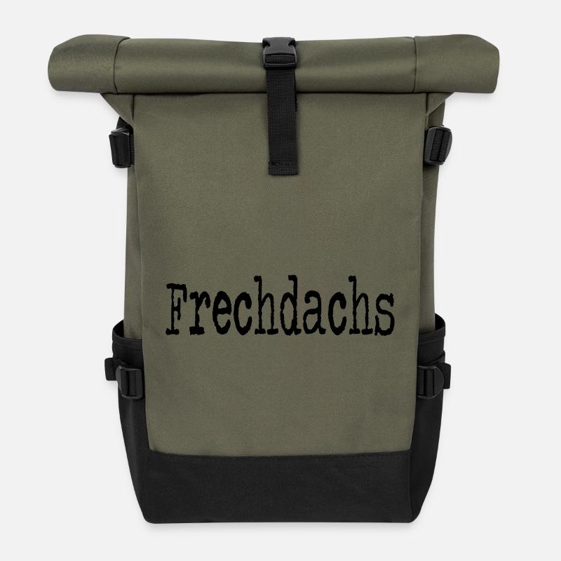 Frechdachs Kind Kleinkind frech Geschenkidee - Rolltop Rucksack - Olive/Schwarz