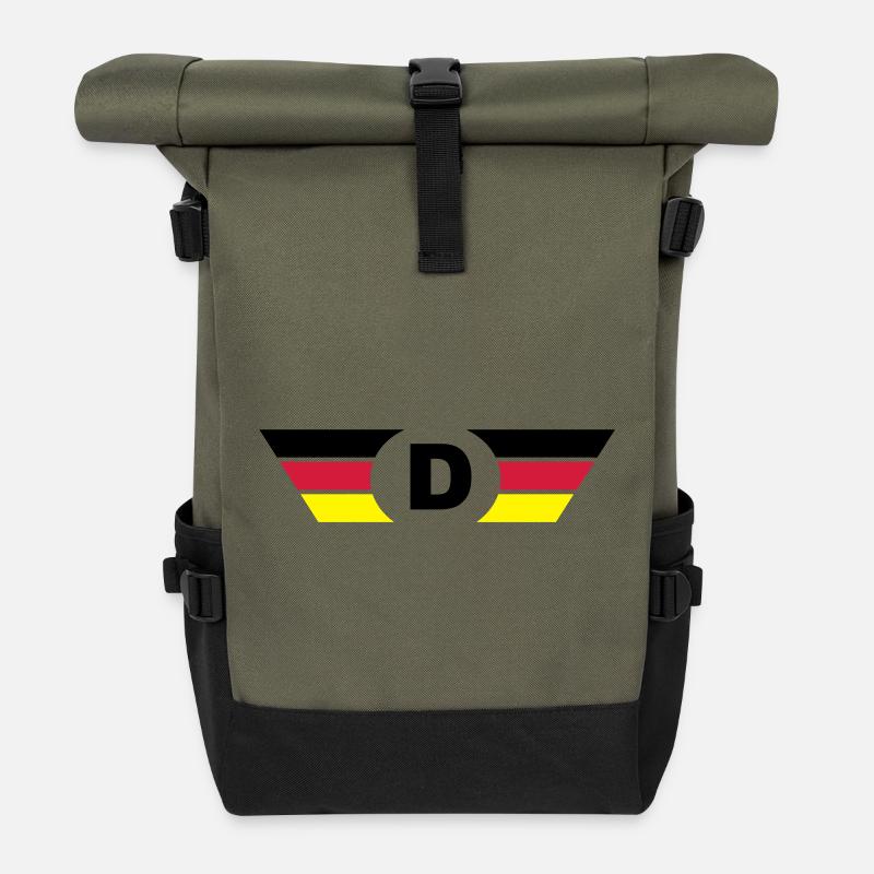 Germany flag / symbol top - Roll Top Backpack - olive/black