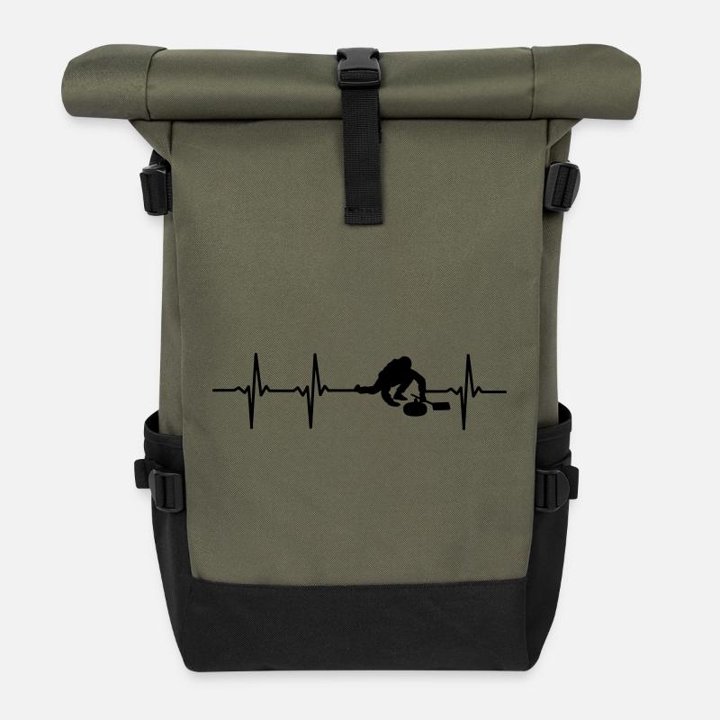 Curling Spieler Puls - Rolltop Rucksack - Olive/Schwarz