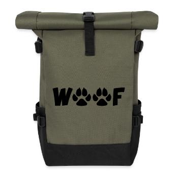 Bellender Hund (schwarz) - Rolltop Rucksack - Olive/Schwarz - Vorne
