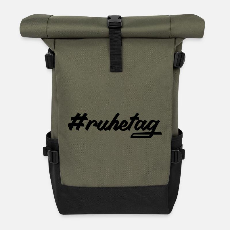 #ruhetag - Sac à dos roll top - olive/noir