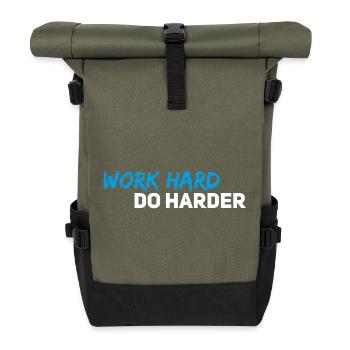 Work hard do harder - Roll Top Backpack - olive/black - Front