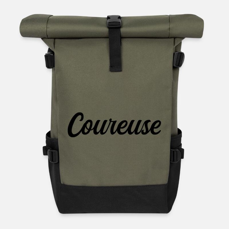 Coureuse - Sac à dos roll top - olive/noir
