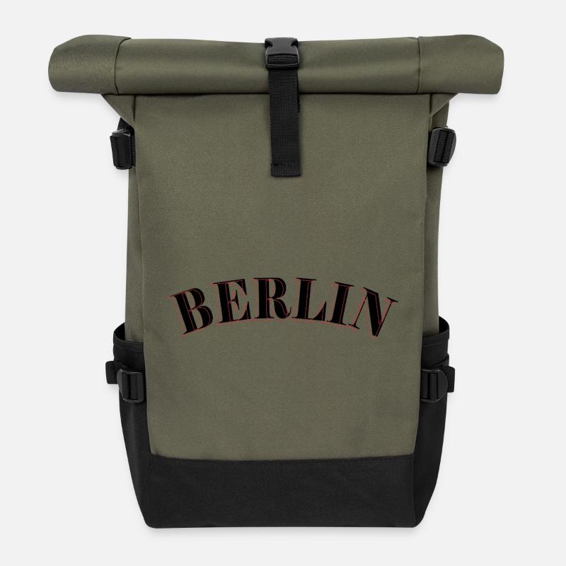 Berliner Retro - Rolltop Rucksack - Olive/Schwarz