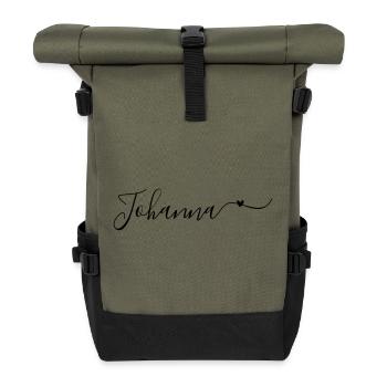 Johanna Name Vorname Dekorativ - Rolltop Rucksack - Olive/Schwarz - Vorne