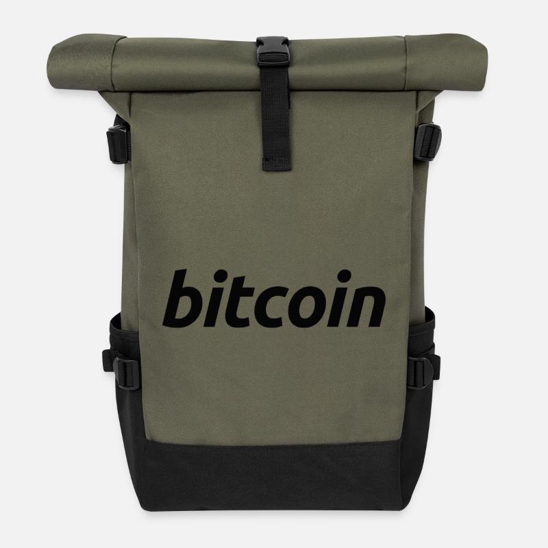 Art de mots Bitcoin : Conception de fautes de frappe FinTech - Sac à dos roll top - olive/noir
