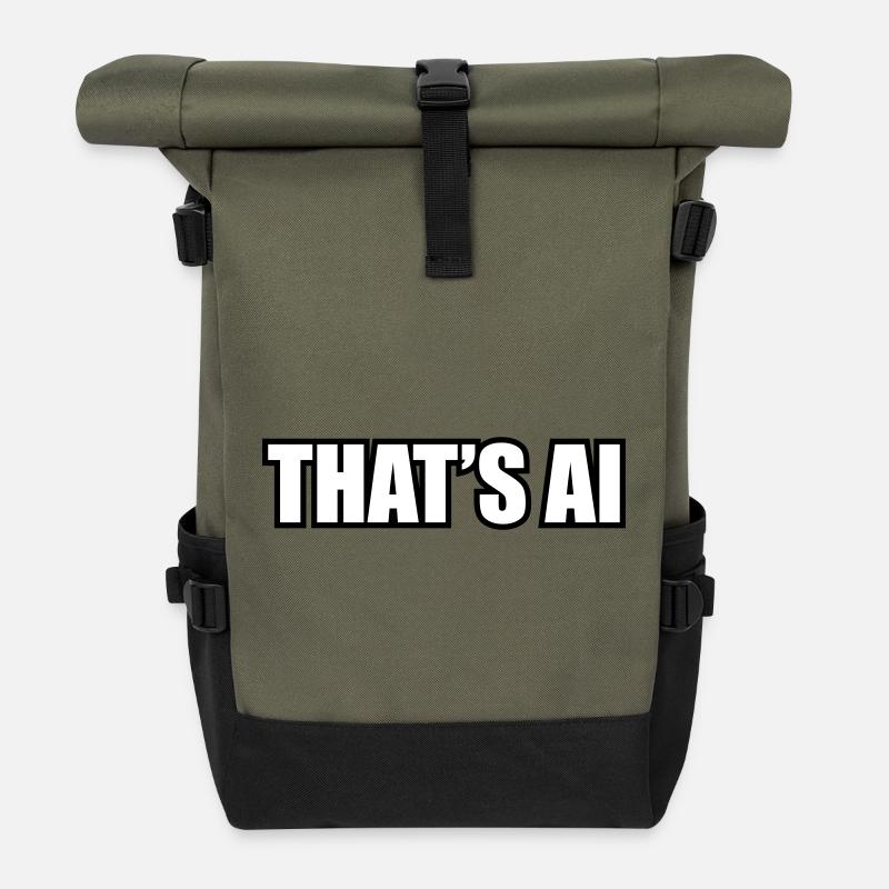 "That's AI" Font - Roll Top Backpack - olive/black