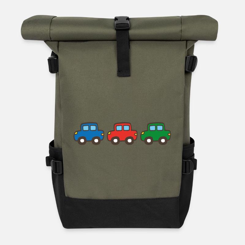 drei Autos - Rolltop Rucksack - Olive/Schwarz