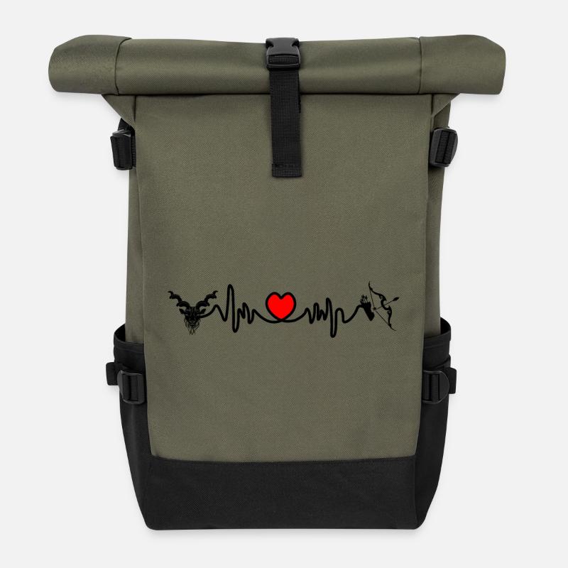 Fréquence cardiaque cardio Capricorne Sagittaire - Sac à dos roll top - olive/noir
