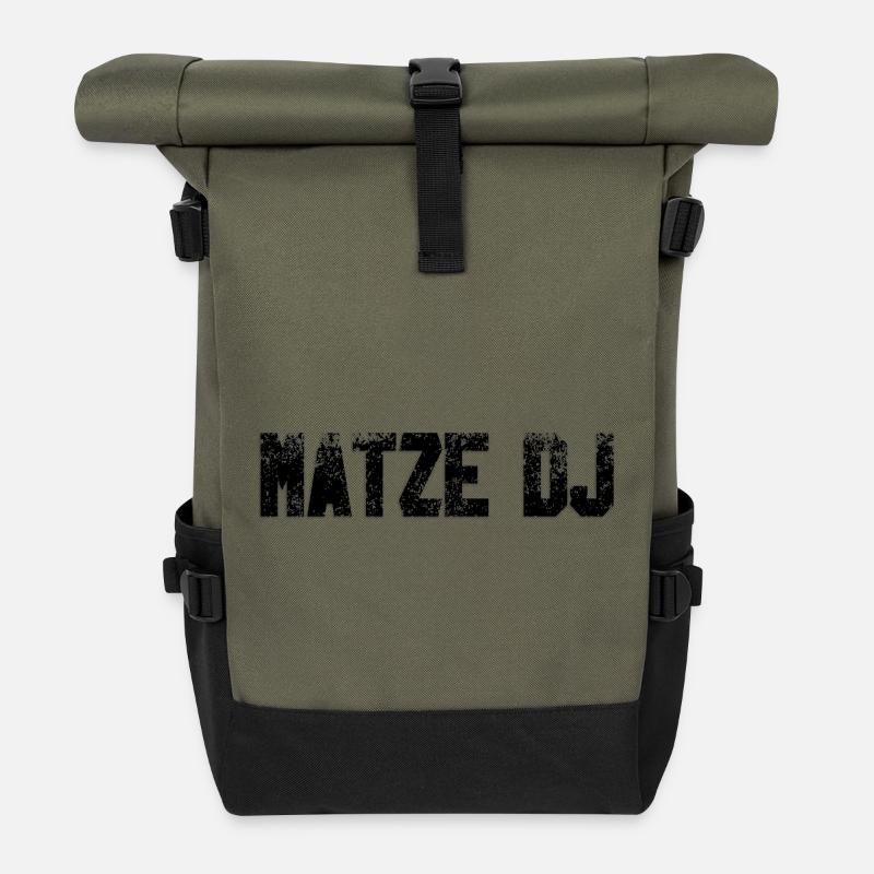 MatzeDJLogo Schwarz - Rolltop Rucksack - Olive/Schwarz