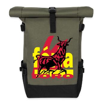 Taureau de Provence avec logo coloré - Sac à dos roll top - olive/noir - Devant