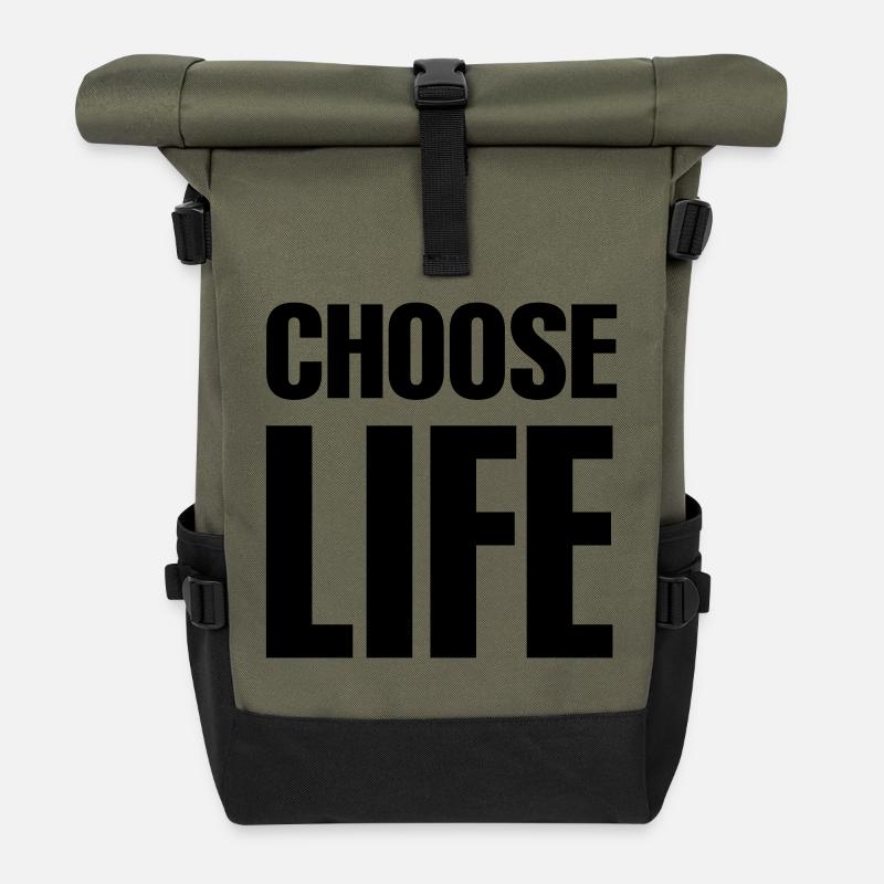 Choose life - Rolltop Rucksack - Olive/Schwarz