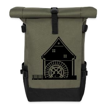 windmill windmuehle wind turbine windrad6 - Rolltop Rucksack - Olive/Schwarz - Vorne