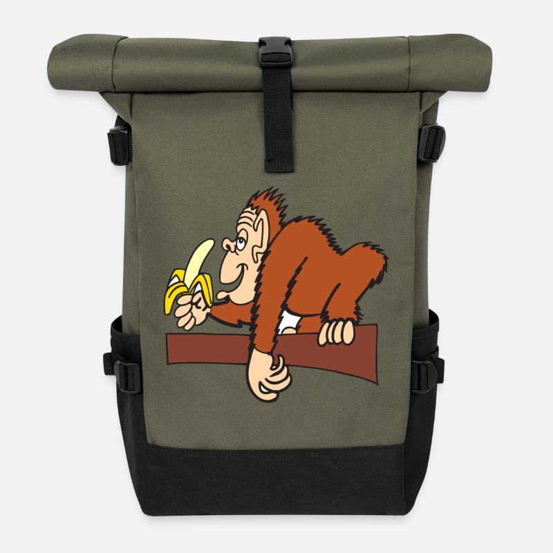 AFFE MIT BANANE! - Rolltop Rucksack - Olive/Schwarz