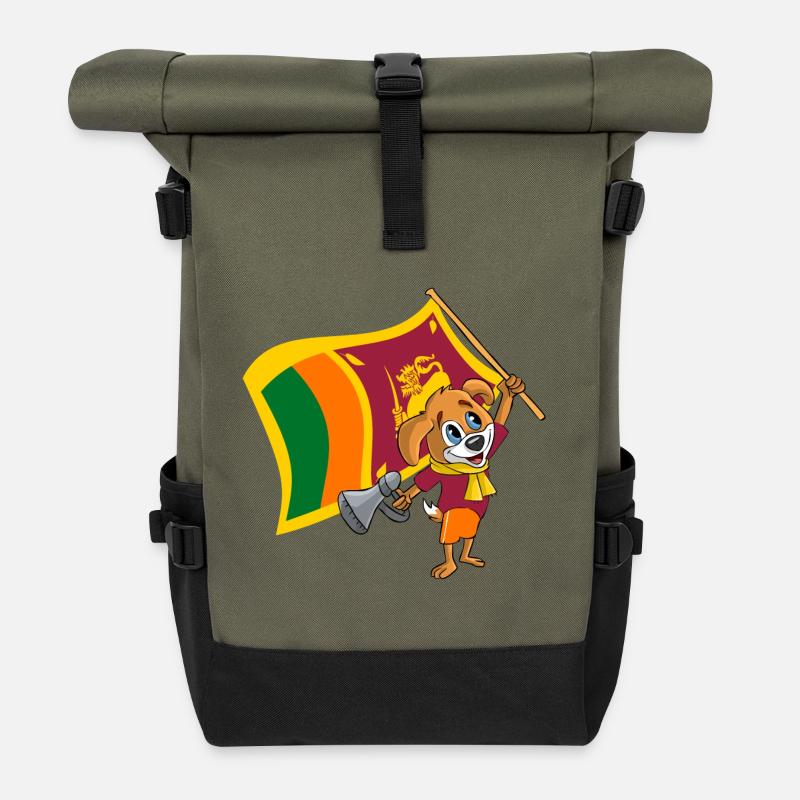 Chien fan du Sri Lanka - Sac à dos roll top - olive/noir