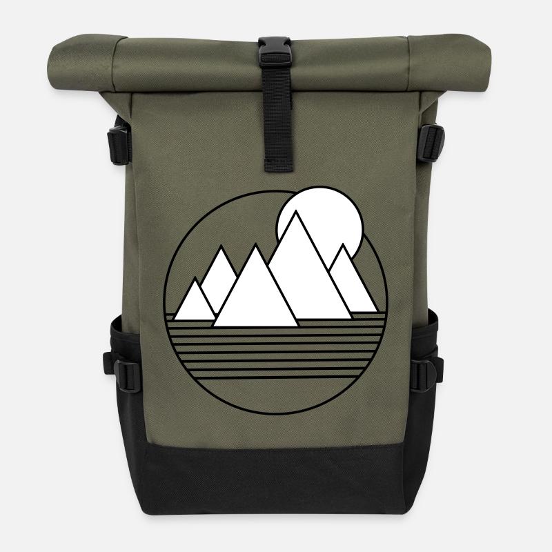 Minimalistische Wüstenlandschaft - Rolltop Rucksack - Olive/Schwarz