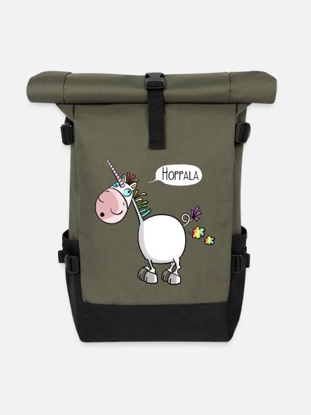Hoppala Einhorn - Rolltop Rucksack - Olive/Schwarz