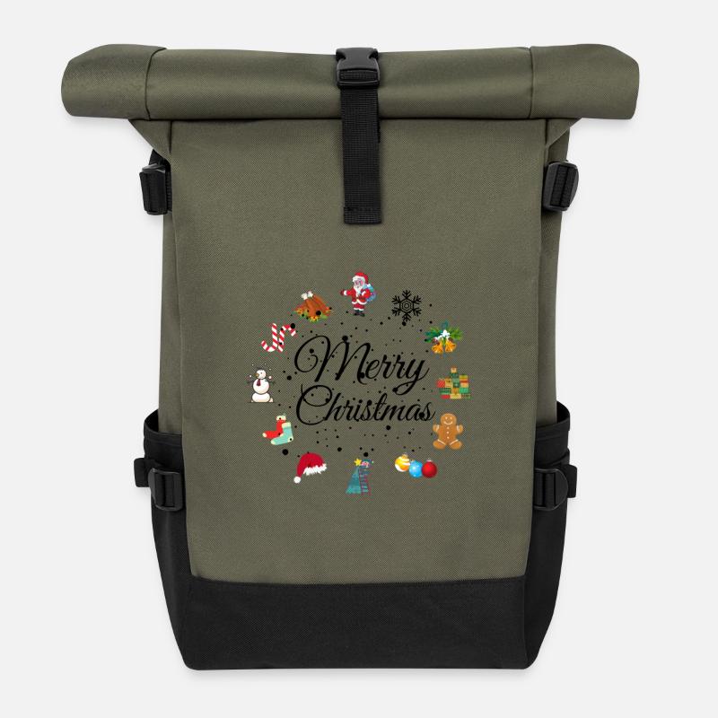 Merry Christmas - Sac à dos roll top - olive/noir