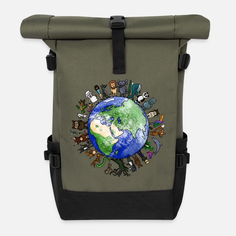 Lebendiger Planet - Biodiversität - Rolltop Rucksack - Olive/Schwarz