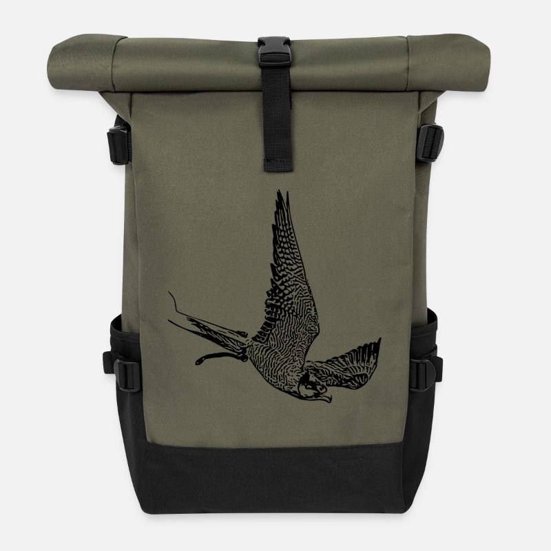 Falke im Sturzflug - Rolltop Rucksack - Olive/Schwarz