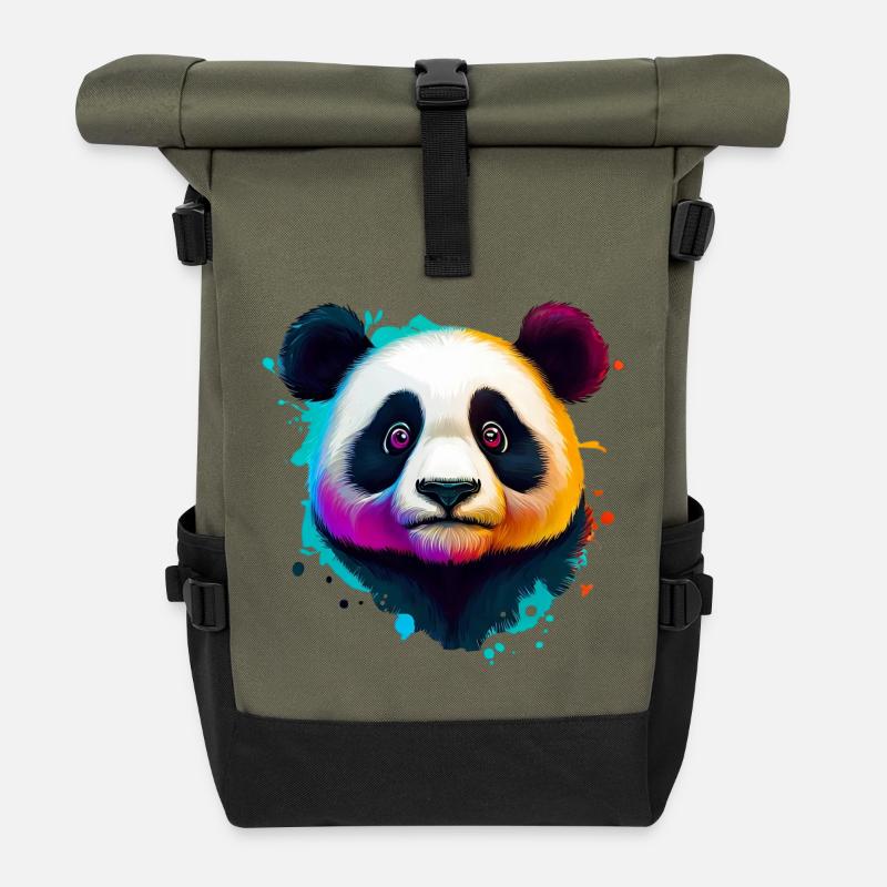 Panda - Rolltop Rucksack - Olive/Schwarz