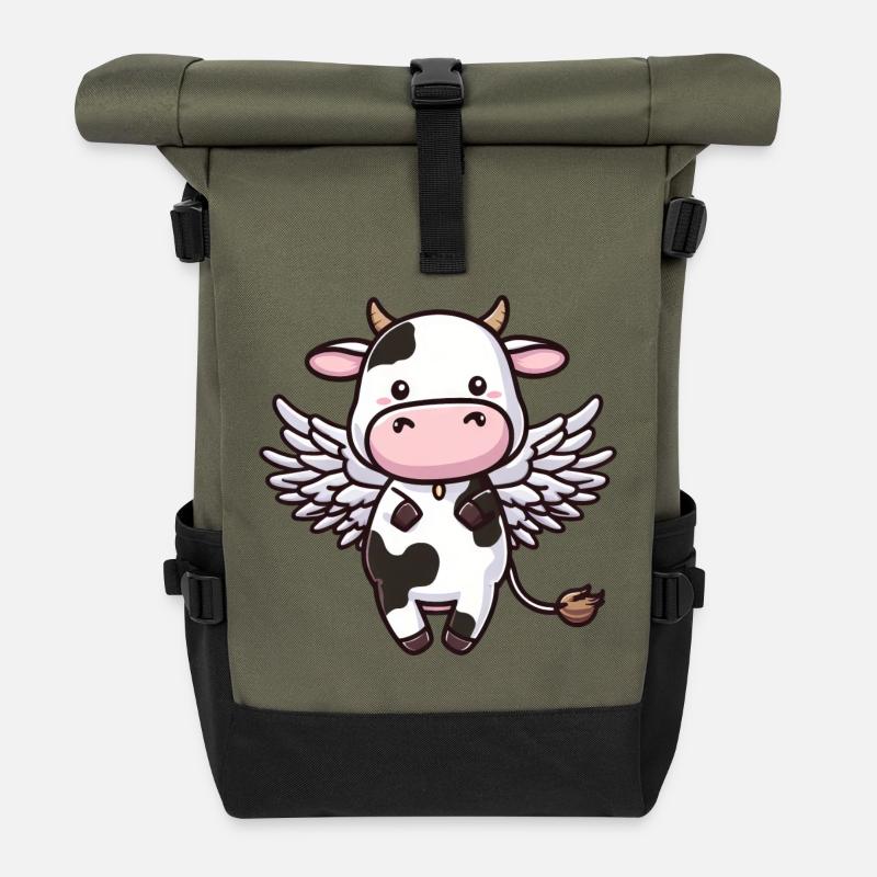 Kuh Engel Flügel - Rolltop Rucksack - Olive/Schwarz