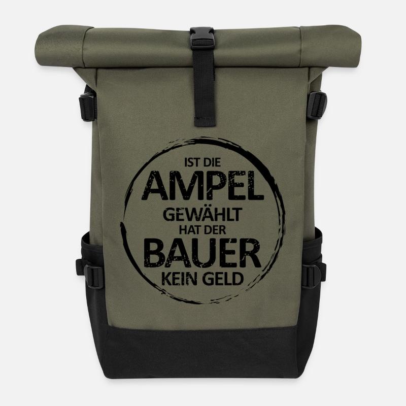 Bauernproteste Agrardiesel Demo - Rolltop Rucksack - Olive/Schwarz