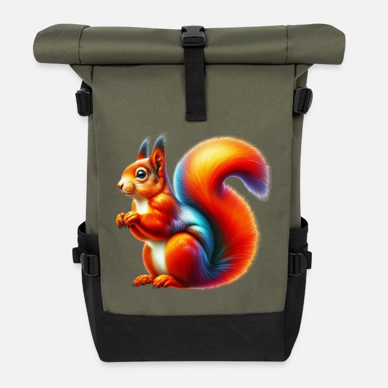 Eichhörnchen - Rolltop Rucksack - Olive/Schwarz